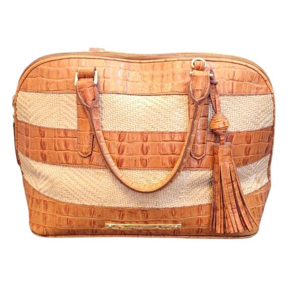 Brahmin Handbags - Brahmin Women's Brown Croc And Raffia Medium Duxverry Satchel OS